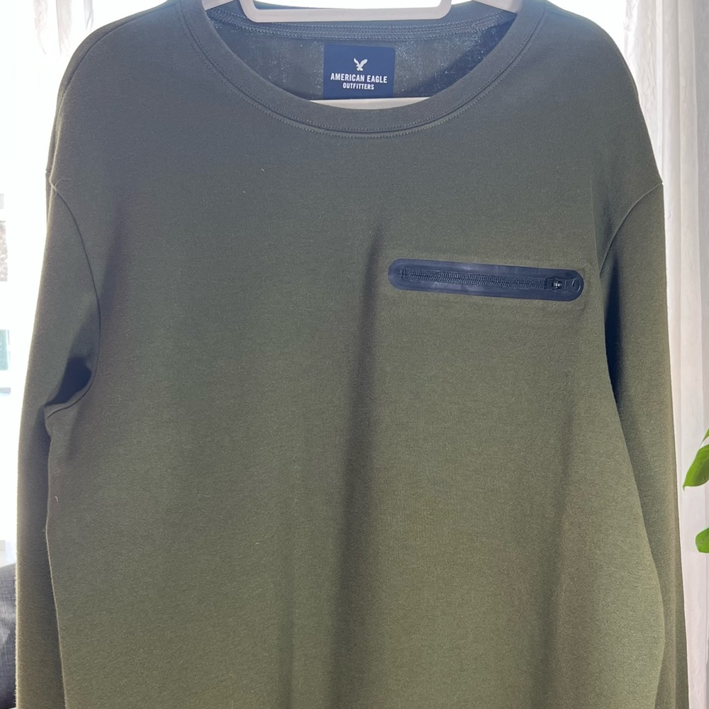 American Eagle Active Flex Crewneck Hunter Green Sweatshirt